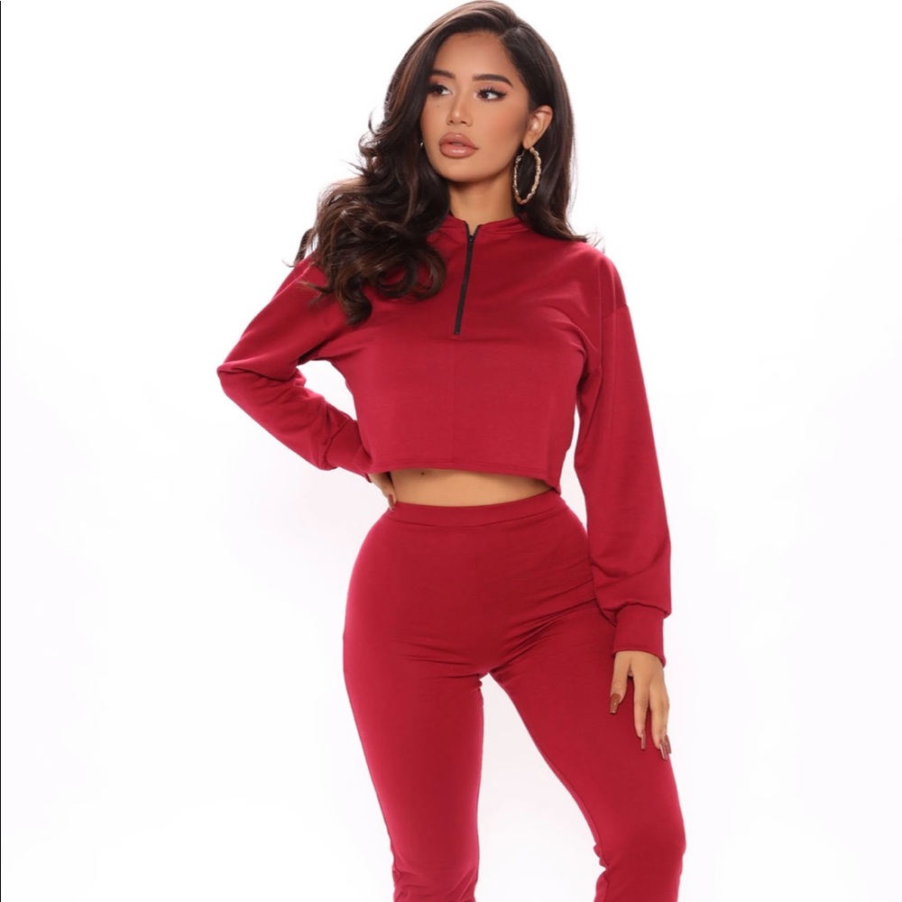 Fashion Nova | Women’s Cute Two Piece Leggging Set Burgundy